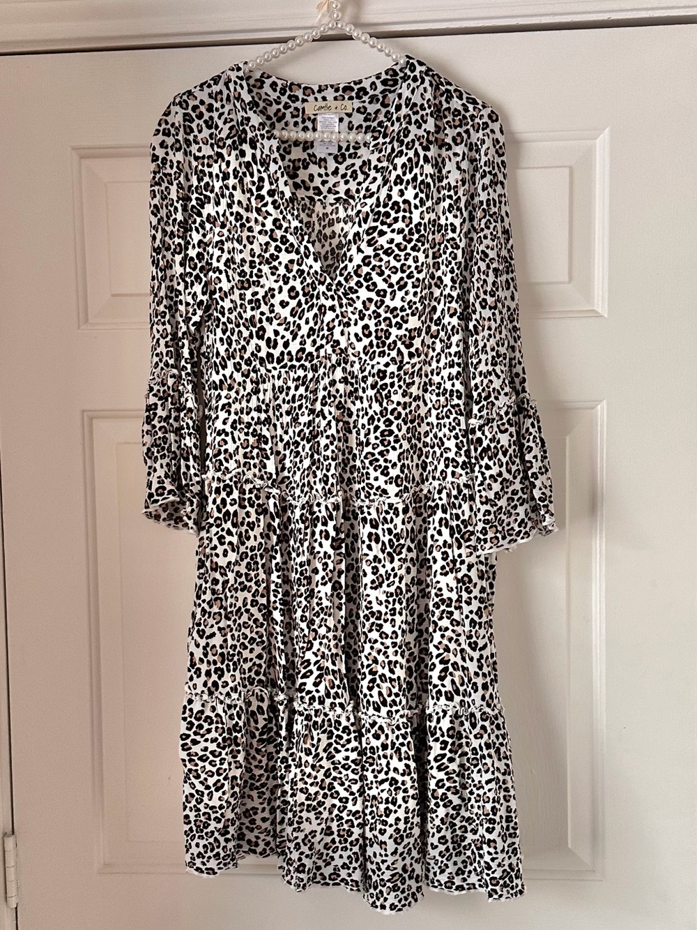 Camille & Co White Leopard Tiered Dress